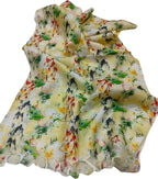 Sunshine Yellow Linen Dupatta with Digital Print - Luxurion World- Crafted Heirlooms