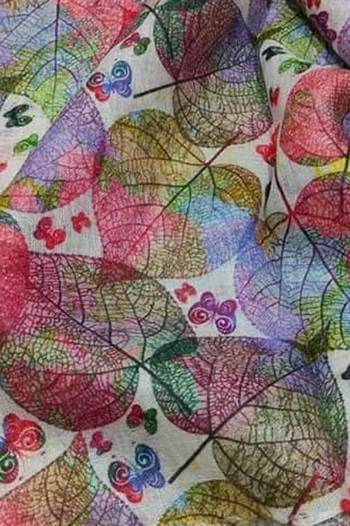 Vibrant Multicolor Linen Dupatta with Digital Print - Luxurion World- Crafted Heirlooms