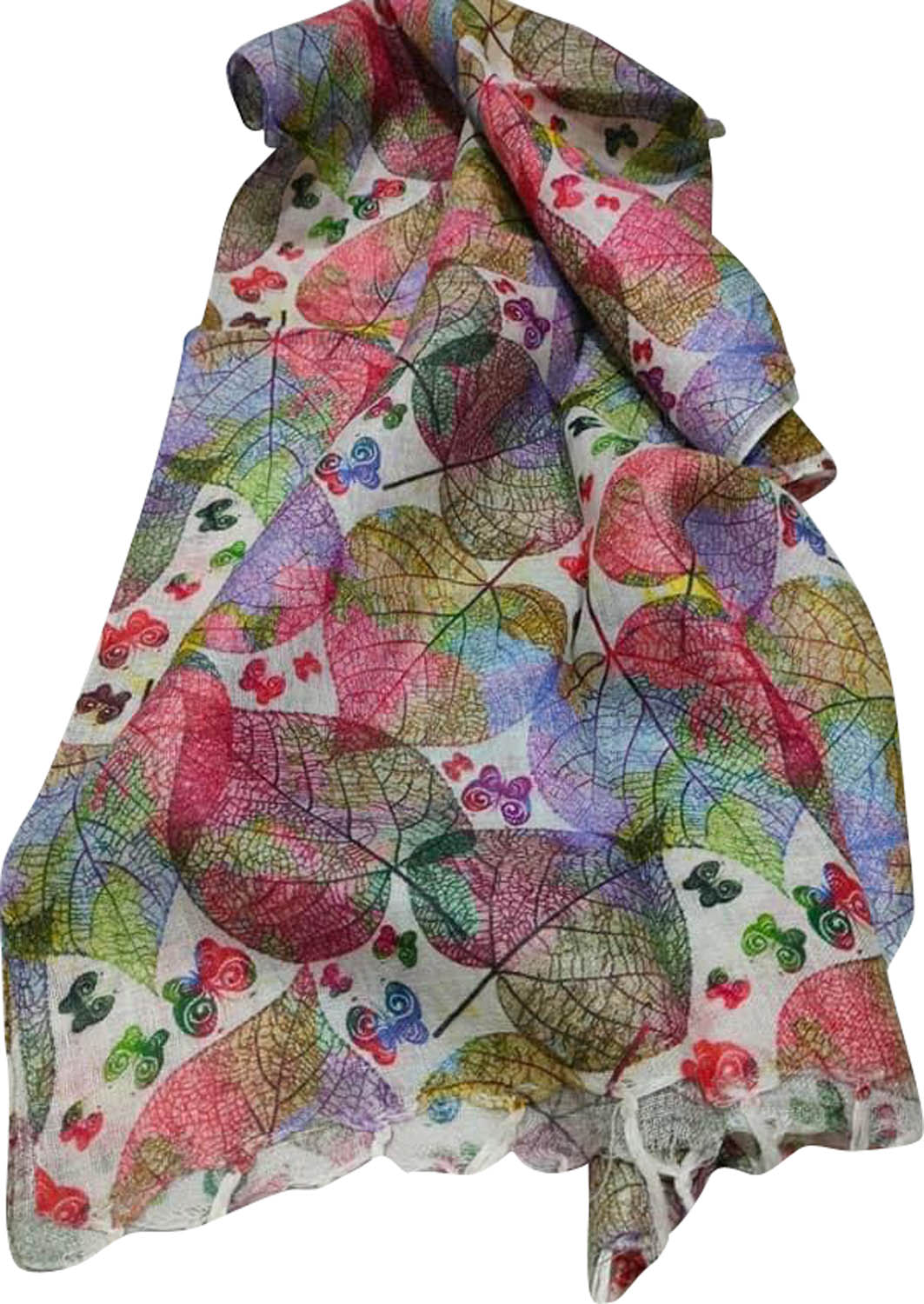 Vibrant Multicolor Linen Dupatta with Digital Print - Luxurion World- Crafted Heirlooms