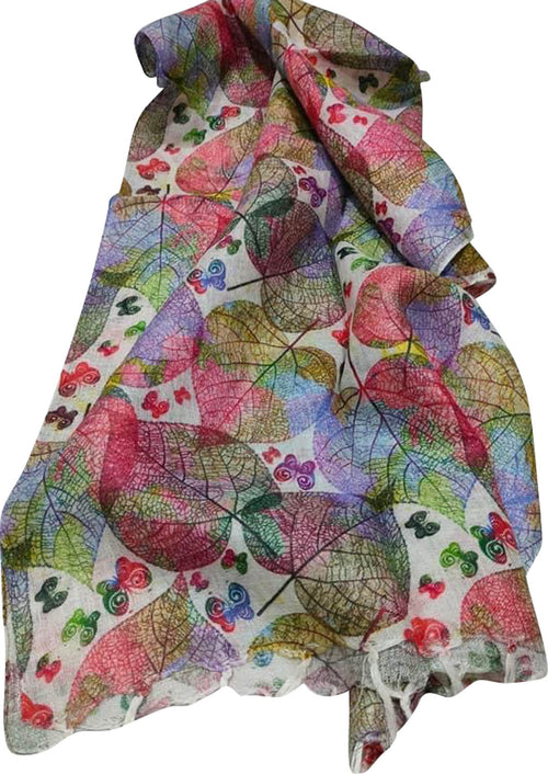 Vibrant Multicolor Linen Dupatta with Digital Print - Luxurion World- Crafted Heirlooms