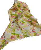 Sunshine Yellow Linen Dupatta with Digital Print - Luxurion World- Crafted Heirlooms