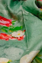 Stylish Green Linen Dupatta with Digital Print - Luxurion World- Crafted Heirlooms
