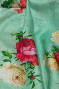 Stylish Green Linen Dupatta with Digital Print - Luxurion World- Crafted Heirlooms