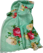 Stylish Green Linen Dupatta with Digital Print - Luxurion World- Crafted Heirlooms