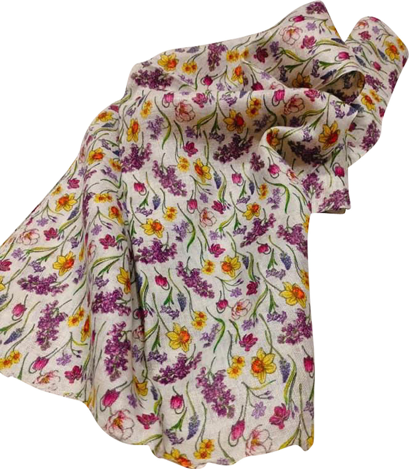 Vibrant Multicolor Linen Dupatta with Digital Print - Luxurion World- Crafted Heirlooms