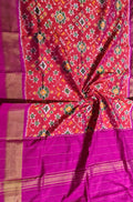 Red Handloom Ikat Pure Silk Dupatta - Luxurion World