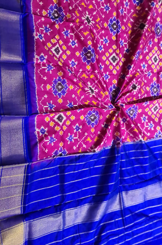 Pink Handloom Ikat Pure Silk Dupatta - Luxurion World