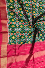 Green Handloom Ikat Pure Silk Dupatta - Luxurion World