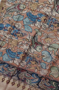 Pastel Pen Kalamkari Tussar Silk Fish Design Dupatta - Luxurion World