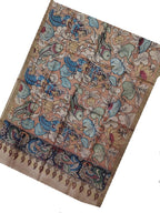 Pastel Pen Kalamkari Tussar Silk Fish Design Dupatta - Luxurion World
