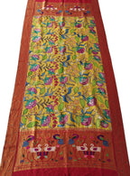 Yellow Pen Kalamkari Paithani Pure Silk Muniya Border Dupatta - Luxurion World