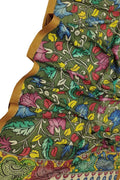Green Kalamkari Hand Painted Bangalore Silk Dupatta - Luxurion World