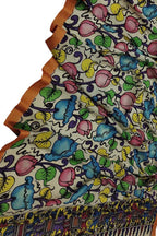 Multicolor Kalamkari Hand Painted Bangalore Silk Dupatta - Luxurion World