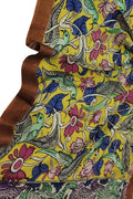 Multicolor Kalamkari Hand Painted Bangalore Silk Dupatta - Luxurion World