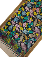 Black Kalamkari Hand Painted Pure Bangalore Silk Dupatta - Luxurion World