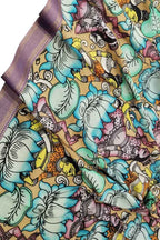 Multicolor Kalamkari Hand Painted Pure Bangalore Silk Dupatta - Luxurion World