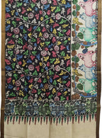Multicolor Kalamkari Hand Painted Pure Bangalore Silk Dupatta - Luxurion World