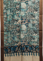 Multicolor Kalamkari Hand Painted Pure Bangalore Silk Dupatta - Luxurion World