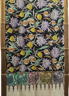 Multicolor Kalamkari Hand Painted Pure Bangalore Silk Dupatta - Luxurion World