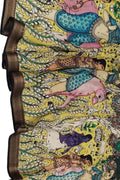 Multicolor Kalamkari Hand Painted Pure Bangalore Silk Dupatta - Luxurion World