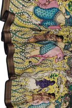 Multicolor Kalamkari Hand Painted Pure Bangalore Silk Dupatta - Luxurion World