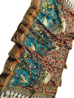 Multicolor Kalamkari Hand Painted Pure Bangalore Silk Dupatta - Luxurion World