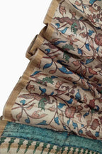Pastel Pen Kalamkari Tussar Silk Dupatta: Elegant and Ethereal - Luxurion World