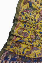 Stunning Yellow Pen Kalamkari Tussar Silk Dupatta: A Must-Have Accessory - Luxurion World