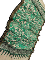 Pastel Green Kalamkari Pure Cotton Hand Painted Dupatta - Luxurion World