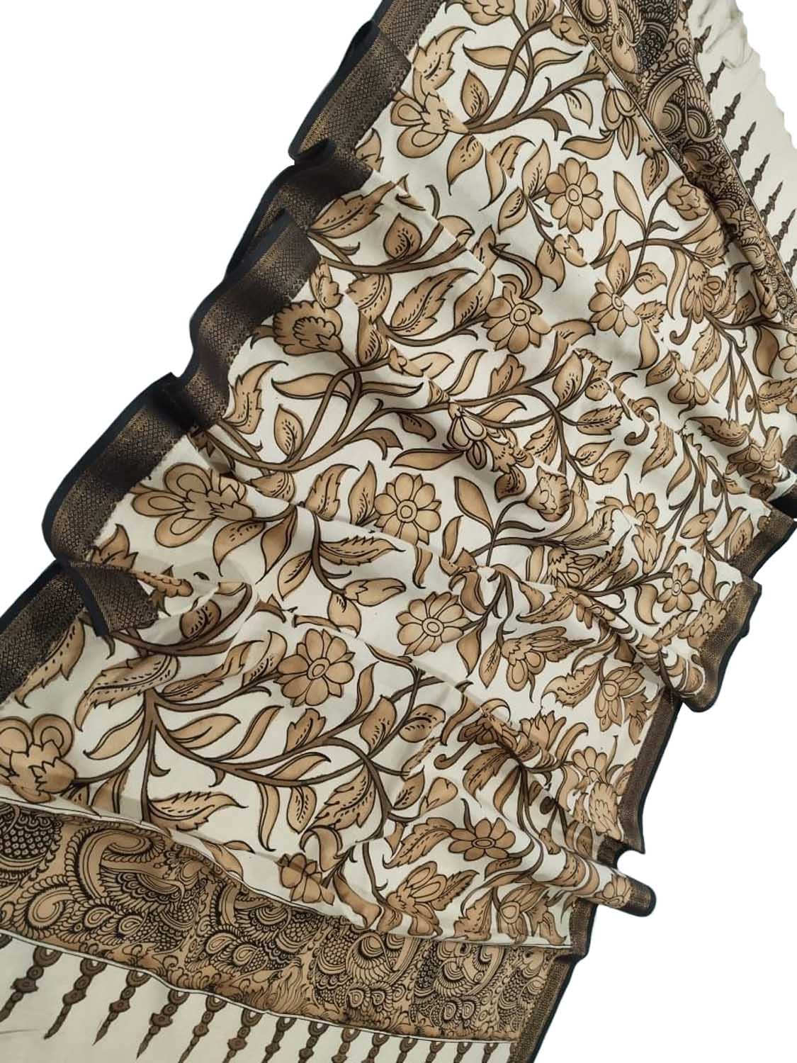 Pastel Kalamkari Hand Painted Cotton Dupatta - Luxurion World
