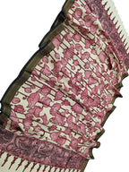 Pastel Pink Kalamkari Hand Painted Cotton Dupatta - Luxurion World