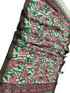 Pastel Kalamkari Hand Painted Cotton Dupatta - Luxurion World