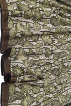 Pastel Green Kalamkari Pure Cotton Hand Painted Dupatta - Luxurion World