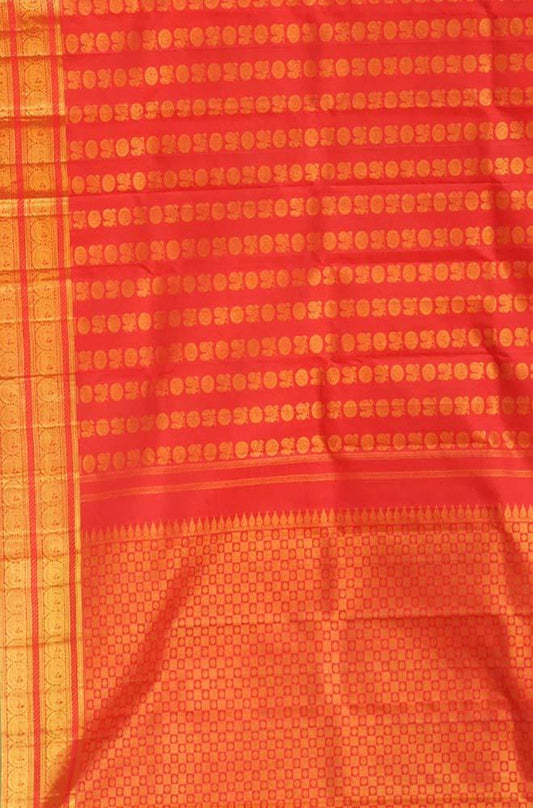 Red Handloom Kanjeevaram Pure Silk Dupatta - Luxurion World