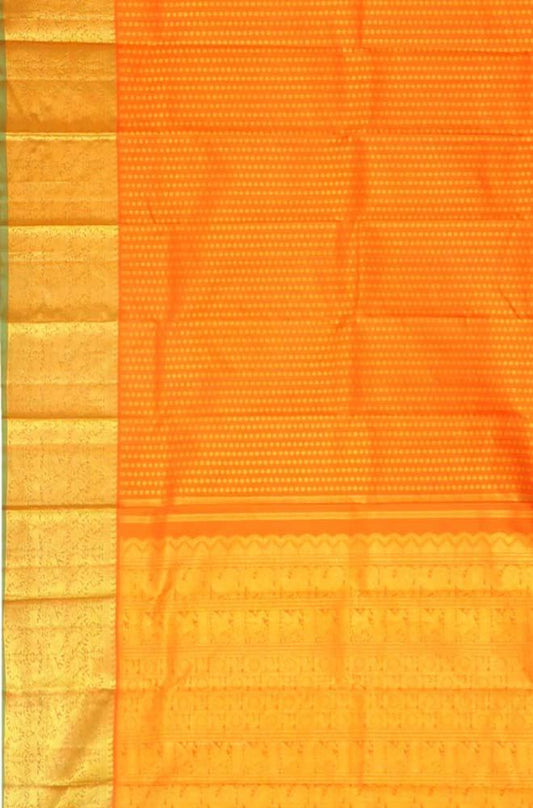 Orange Handloom Kanjeevaram Pure Silk Dupatta - Luxurion World