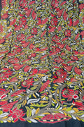 Black Hand Embroidered Kantha Bangalore Silk Dupatta - Luxurion World