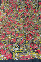 Black Hand Embroidered Kantha Bangalore Silk Dupatta - Luxurion World