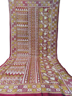 Black Hand Embroidered Kantha Bangalore Silk Dupatta - Luxurion World