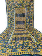 Black Hand Embroidered Kantha Bangalore Silk Dupatta - Luxurion World