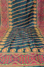 Black Hand Embroidered Kantha Bangalore Silk Dupatta - Luxurion World