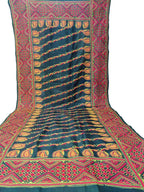 Black Hand Embroidered Kantha Bangalore Silk Dupatta - Luxurion World