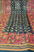 Black Hand Embroidered Kantha Bangalore Silk Dupatta - Luxurion World