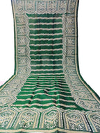 Green Hand Embroidered Kantha Bangalore Silk Dupatta - Luxurion World