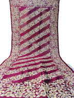 Purple Hand Embroidered Kantha Bangalore Silk Dupatta - Luxurion World