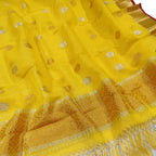 Yellow Handloom Kota Doria Real Zari Sona Roopa Dupatta - Luxurion World