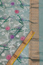 Blue Handloom Kota Doria Real Zari Dupatta - Luxurion World