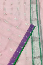 Pink Handloom Kota Doria Real Zari Dupatta - Luxurion World