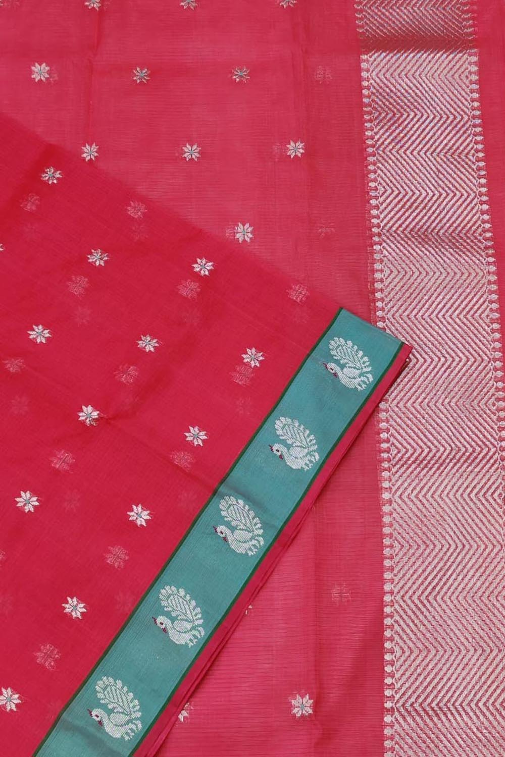 Pink Handloom Kota Doria Real Zari Dupatta - Luxurion World