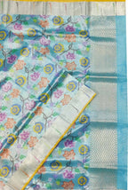 Blue Handloom Kota Doria Real Zari Dupatta - Luxurion World