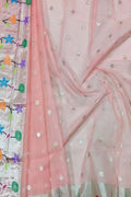 Exquisite Pink Handloom Kota Doria Dupatta with Real Zari Embellishments - Luxurion World